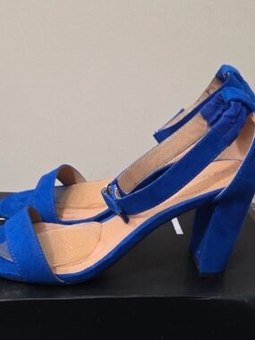 Lane Bryant Royal Blue Suede Block Heel Sandals